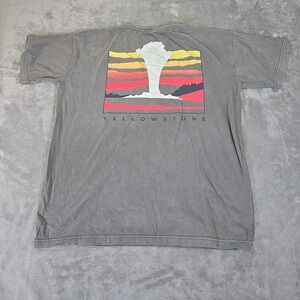 Yellowstone Shirt Mens XL Gray National Parke Geyser Destination Vacation Tee‎